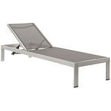 Marlow Outdoor Patio Aluminum Mesh Chaise in Silver Gray