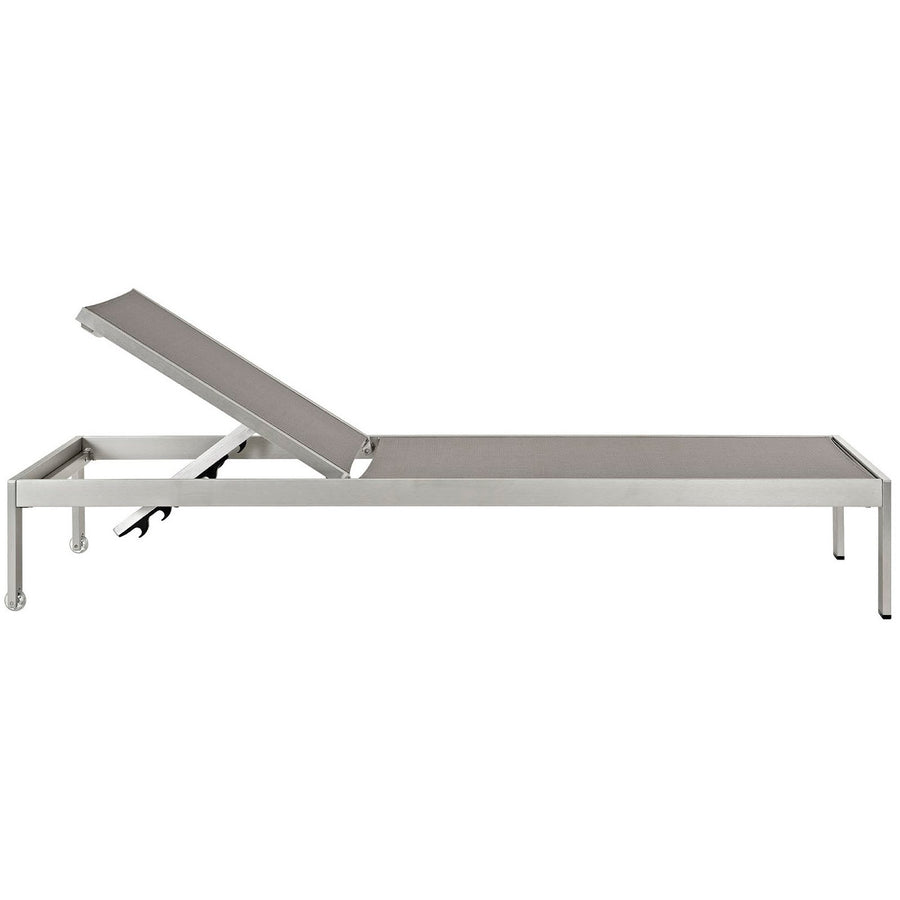 Marlow Outdoor Patio Aluminum Mesh Chaise in Silver Gray