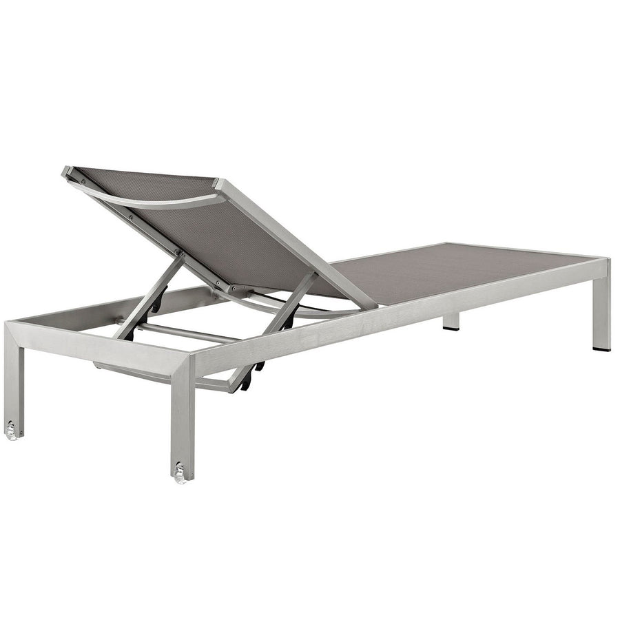 Marlow Outdoor Patio Aluminum Mesh Chaise in Silver Gray