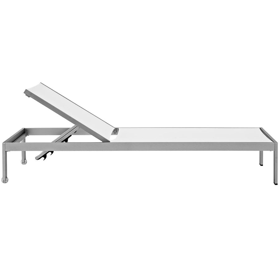 Marlow Outdoor Patio Aluminum Mesh Chaise in Silver White