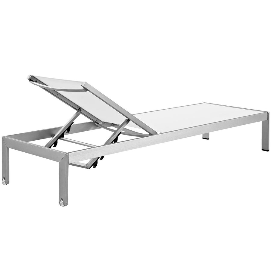 Marlow Outdoor Patio Aluminum Mesh Chaise in Silver White