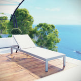 Marlow Outdoor Patio Aluminum Mesh Chaise in Silver White