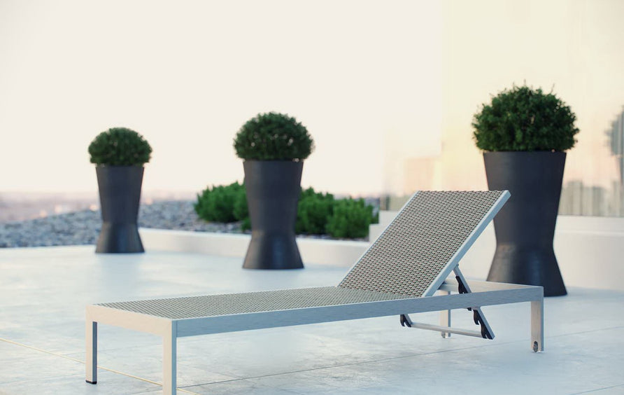 Marlow Outdoor Patio Aluminum Rattan Chaise in Silver Brown Gray