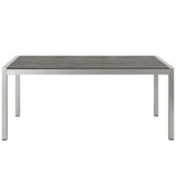 Marlow Outdoor Patio Aluminum Dining Table in Silver Gray