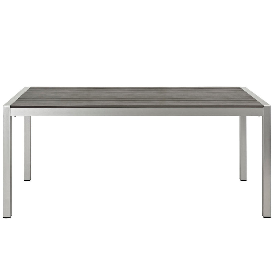 Marlow Outdoor Patio Aluminum Dining Table in Silver Gray