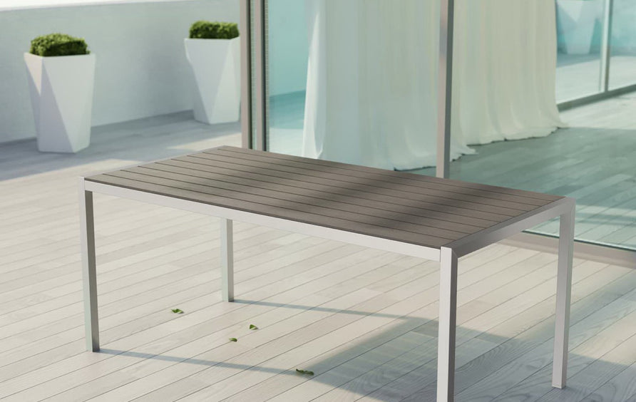 Marlow Outdoor Patio Aluminum Dining Table in Silver Gray
