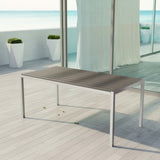 Marlow Outdoor Patio Aluminum Dining Table in Silver Gray