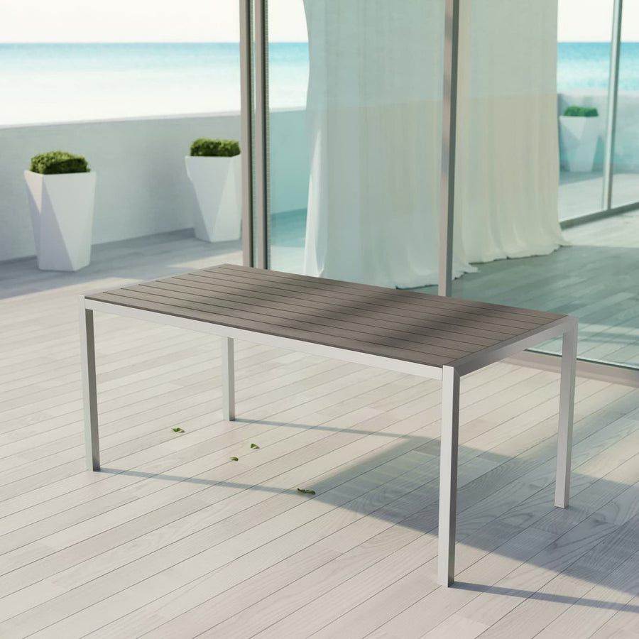 Marlow Outdoor Patio Aluminum Dining Table in Silver Gray