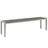 Marlow Outdoor Patio Aluminum Bench in Silver Gray