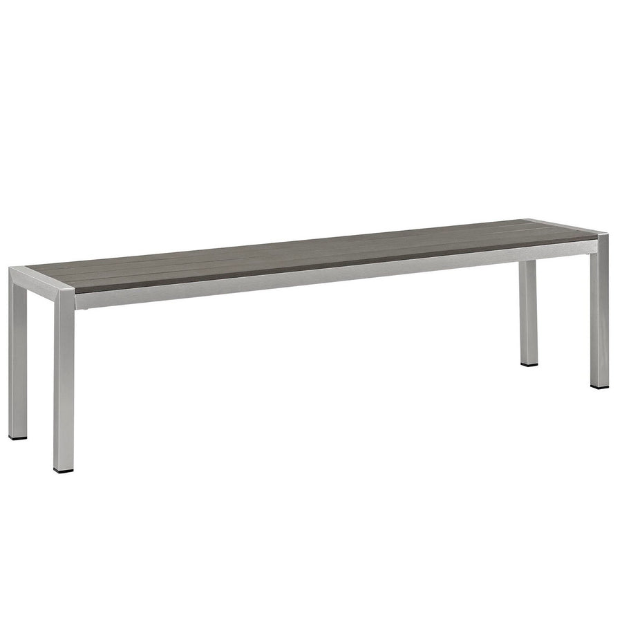 Marlow Outdoor Patio Aluminum Bench in Silver Gray