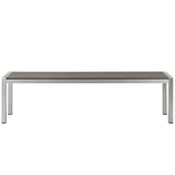 Marlow Outdoor Patio Aluminum Bench in Silver Gray