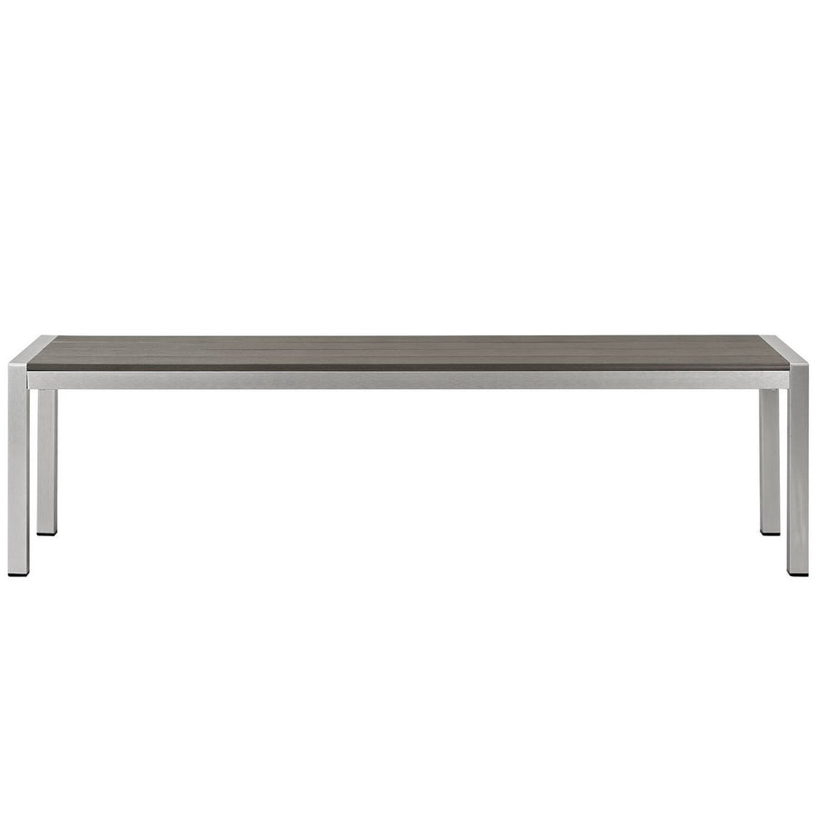 Marlow Outdoor Patio Aluminum Bench in Silver Gray