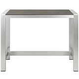 Marlow Outdoor Patio Aluminum Rectangle Bar Table in Silver Gray