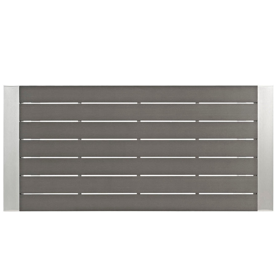 Marlow Outdoor Patio Aluminum Rectangle Bar Table in Silver Gray