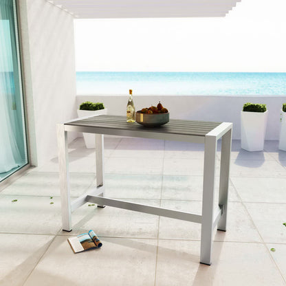 Shore Outdoor Patio Aluminum Rectangle Bar Table by Furniture For America