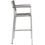 Marlow Outdoor Patio Aluminum Bar Stool in Silver Gray