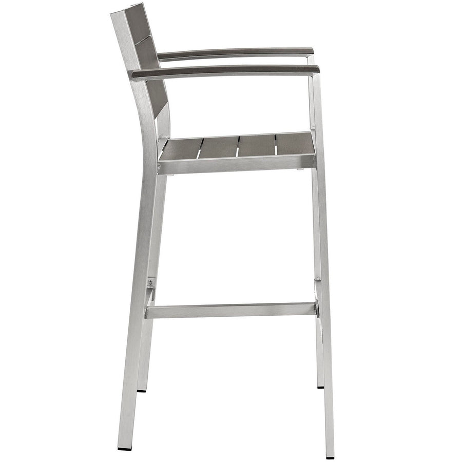 Marlow Outdoor Patio Aluminum Bar Stool in Silver Gray