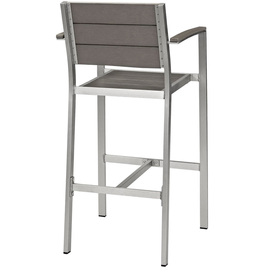 Marlow Outdoor Patio Aluminum Bar Stool in Silver Gray