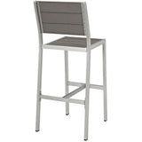 Marlow Outdoor Patio Aluminum Armless Bar Stool in Silver Gray
