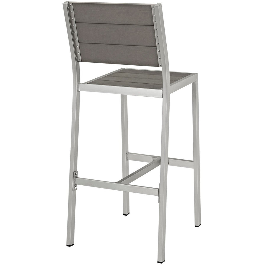Marlow Outdoor Patio Aluminum Armless Bar Stool in Silver Gray