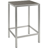 Marlow Outdoor Patio Aluminum Bar Table in Silver Gray