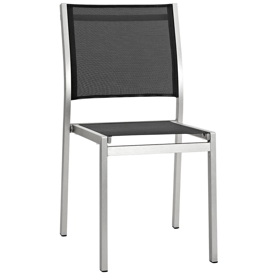 Marlow Outdoor Patio Aluminum Side Chair in Silver Black