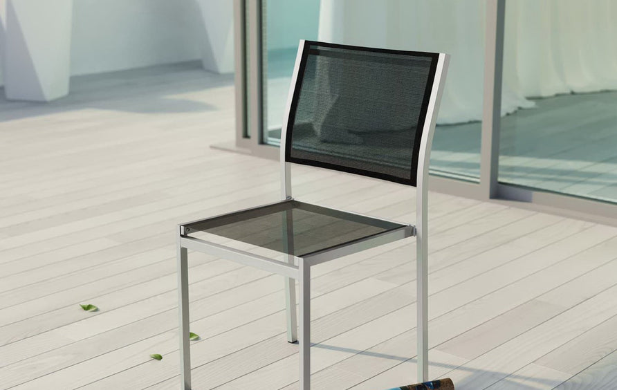 Marlow Outdoor Patio Aluminum Side Chair in Silver Black