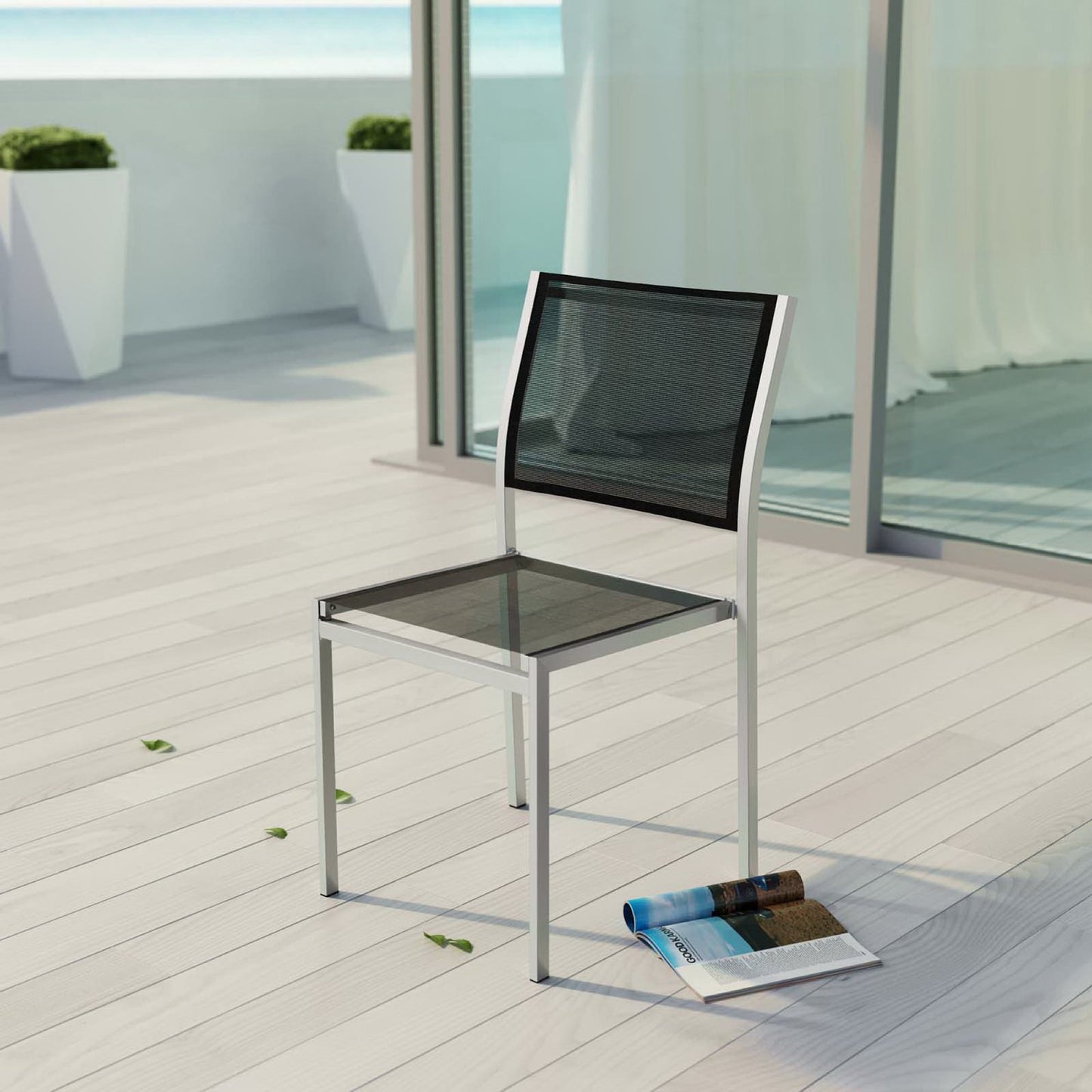 Shore Outdoor Patio Aluminum Side Chair by Furniture For America