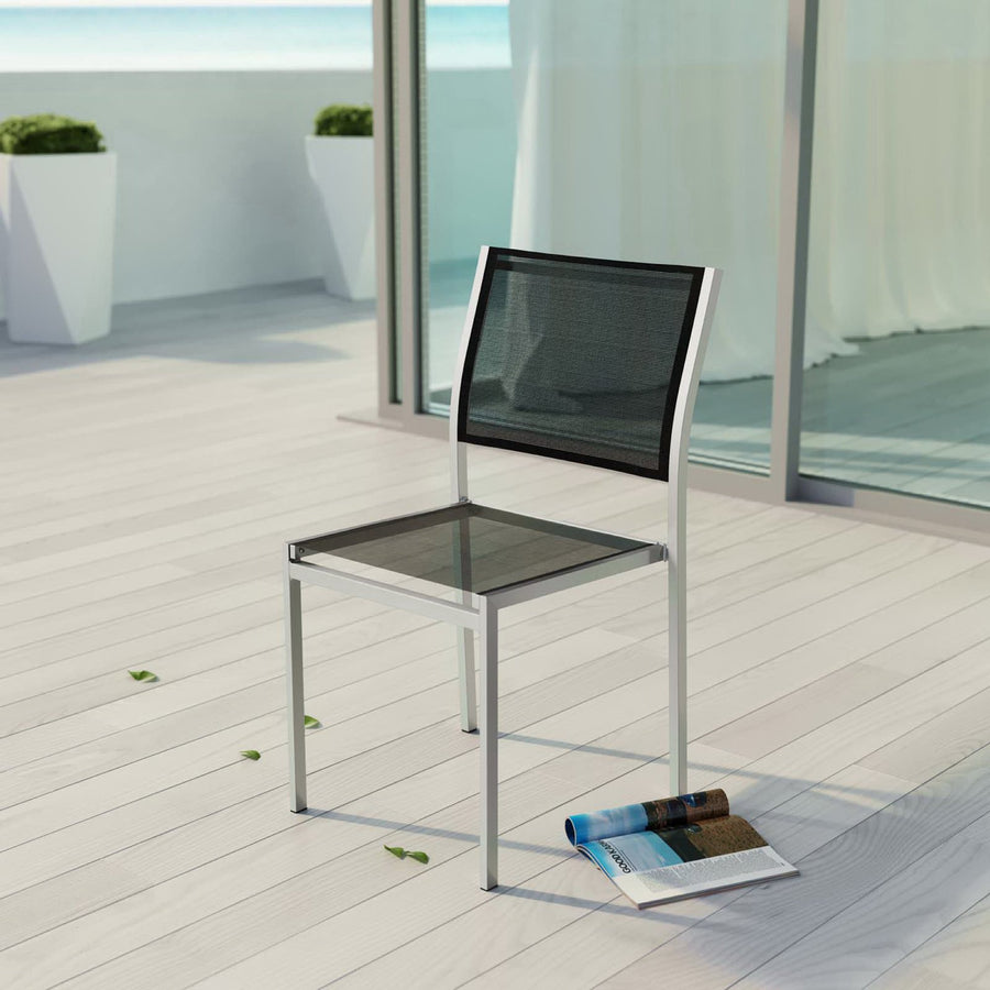 Marlow Outdoor Patio Aluminum Side Chair in Silver Black
