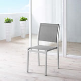 Marlow Outdoor Patio Aluminum Side Chair in Silver Gray