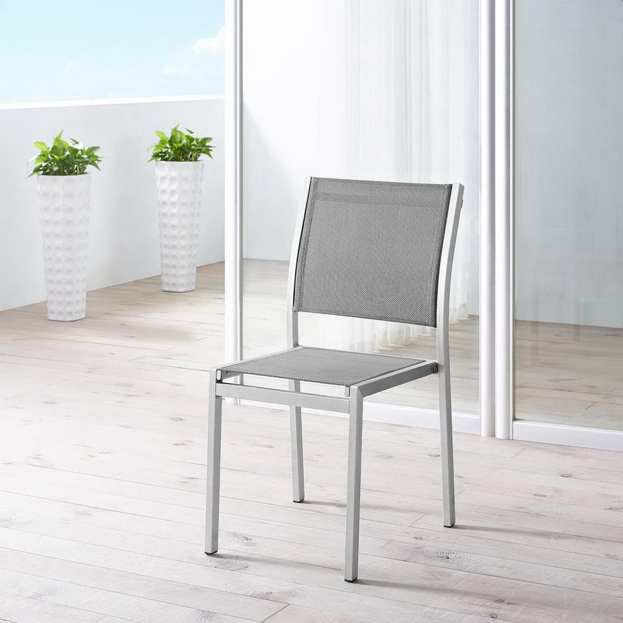 Marlow Outdoor Patio Aluminum Side Chair in Silver Gray