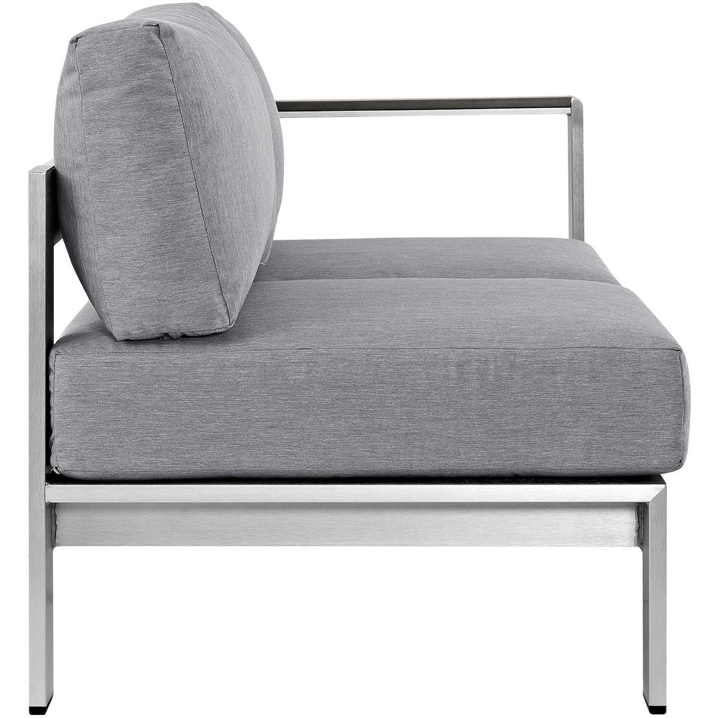 Marlow Right-Arm Corner Sectional Outdoor Patio Aluminum Loveseat in Silver Gray