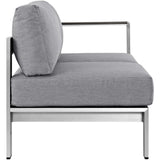 Marlow Right-Arm Corner Sectional Outdoor Patio Aluminum Loveseat in Silver Gray