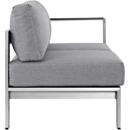 Shore Right-Arm Corner Sectional Outdoor Patio Aluminum Loveseat in Silver Gray