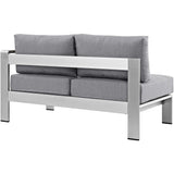 Marlow Right-Arm Corner Sectional Outdoor Patio Aluminum Loveseat in Silver Gray