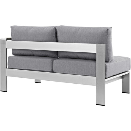 Shore Right-Arm Corner Sectional Outdoor Patio Aluminum Loveseat in Silver Gray