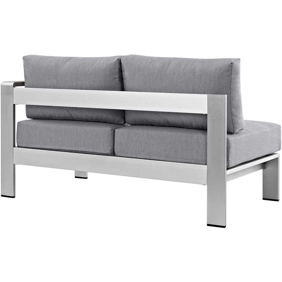Marlow Right-Arm Corner Sectional Outdoor Patio Aluminum Loveseat in Silver Gray