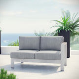 Marlow Right-Arm Corner Sectional Outdoor Patio Aluminum Loveseat in Silver Gray