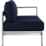 Marlow Right-Arm Corner Sectional Outdoor Patio Aluminum Loveseat in Silver Navy