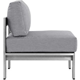 Marlow Armless Outdoor Patio Aluminum Chair in Silver Gray