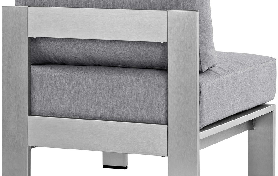 Marlow Armless Outdoor Patio Aluminum Chair in Silver Gray