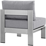 Marlow Armless Outdoor Patio Aluminum Chair in Silver Gray