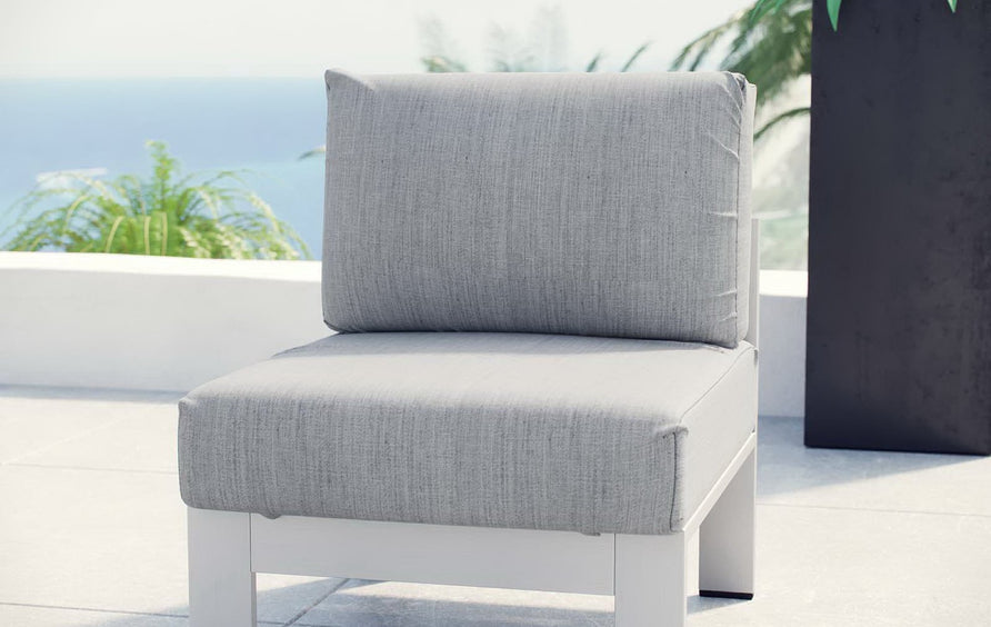 Marlow Armless Outdoor Patio Aluminum Chair in Silver Gray