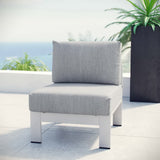 Marlow Armless Outdoor Patio Aluminum Chair in Silver Gray