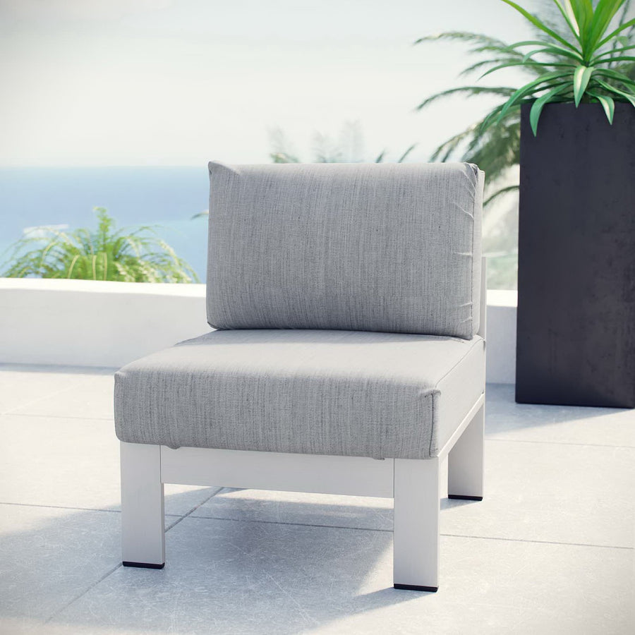 Marlow Armless Outdoor Patio Aluminum Chair in Silver Gray