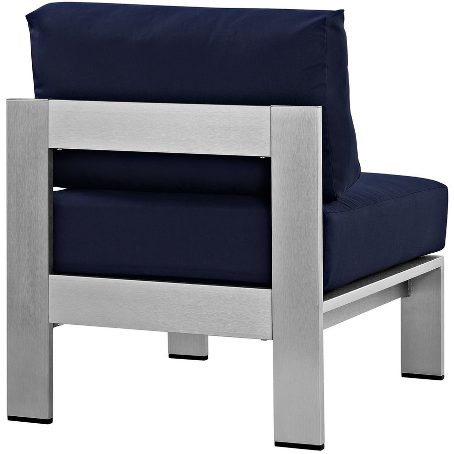 Marlow Armless Outdoor Patio Aluminum Chair in Silver Navy
