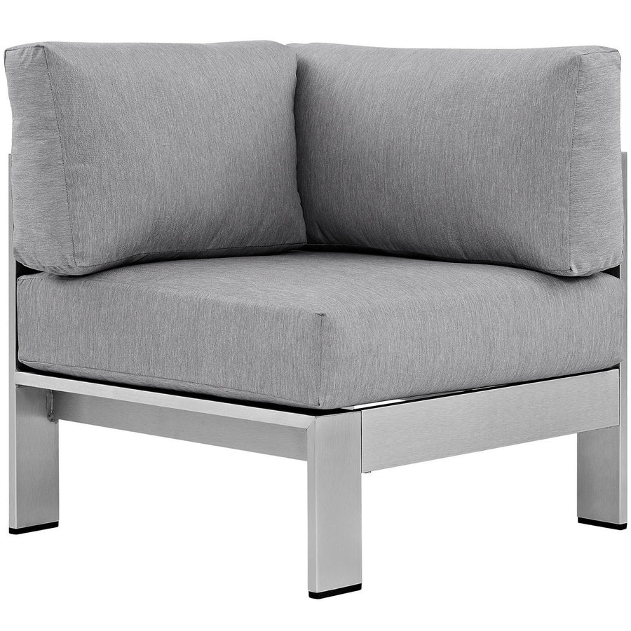 Marlow Outdoor Patio Aluminum Corner Sofa in Silver Gray
