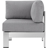 Marlow Outdoor Patio Aluminum Corner Sofa in Silver Gray