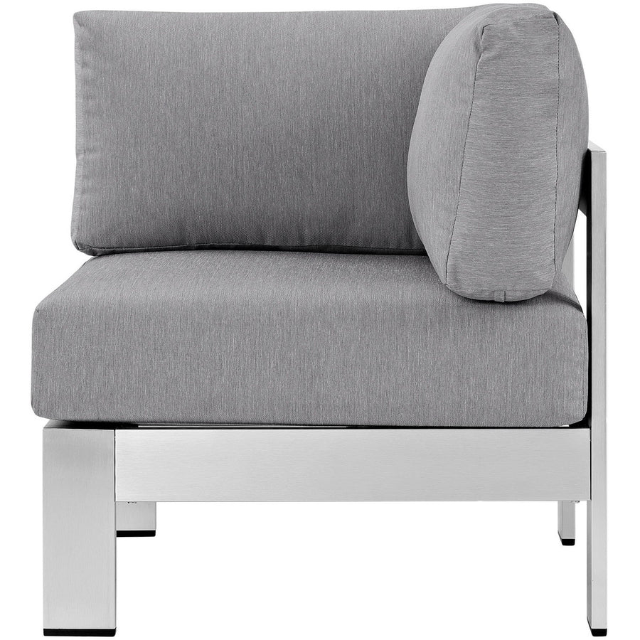 Marlow Outdoor Patio Aluminum Corner Sofa in Silver Gray