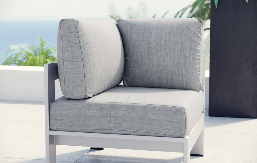 Marlow Outdoor Patio Aluminum Corner Sofa in Silver Gray